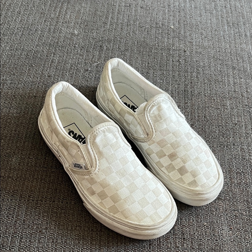 Vans Kids Checkered White Slip-On Sneakers